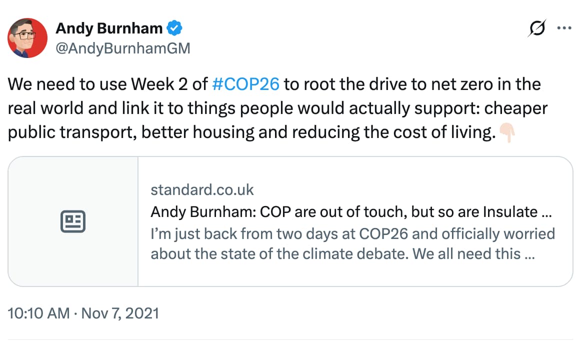 28 quotes from next UK leader Andy Burnham on climate, net-zero and fossil fuels