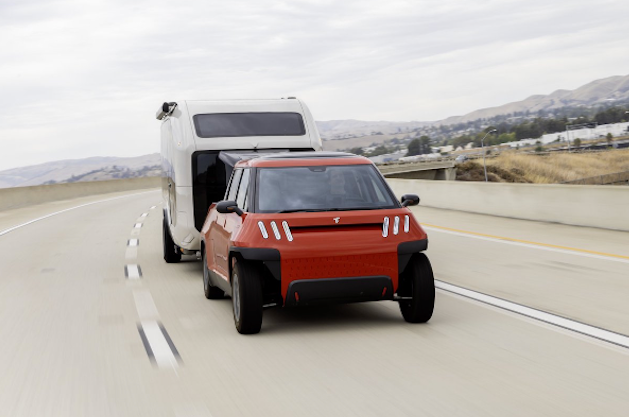 Pebble Flow electric RV towed by TELO’s MINI-sized electric truck