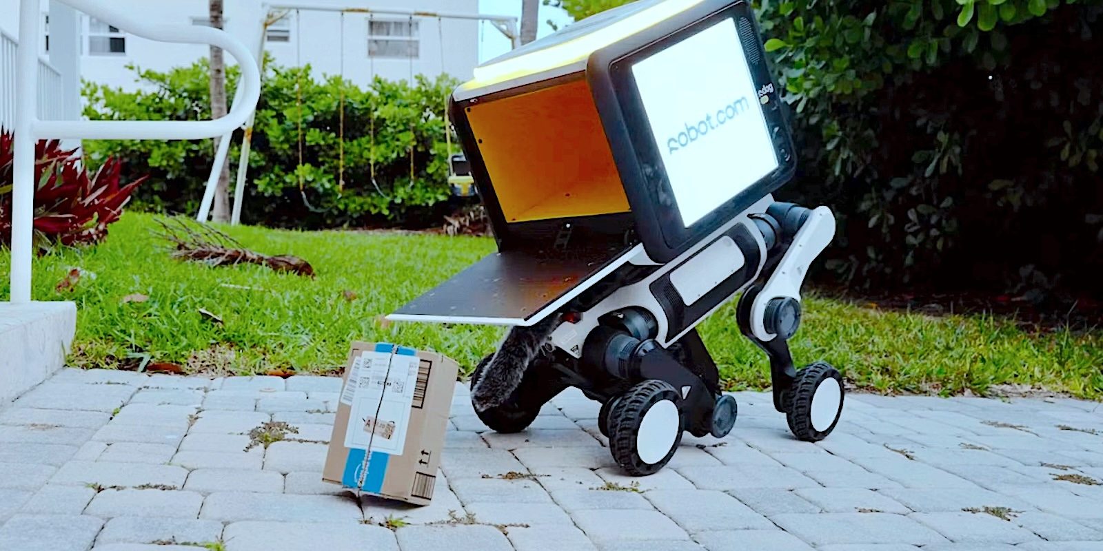 Robot delivery dog dumps hot steaming packages on your doorstep