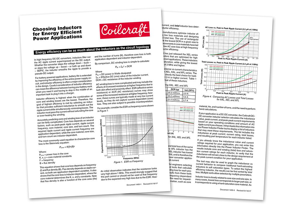Choosing inductors for energy-efficient power applications