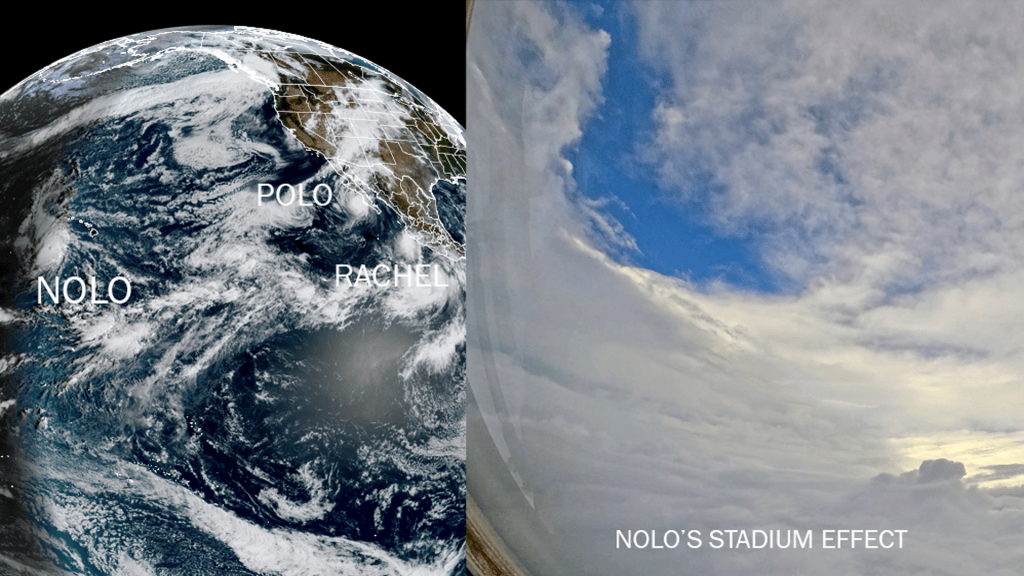 El Huracán Nolo da otro giro, mientras Polo llevará abundante humedad tropical al desierto del suroeste