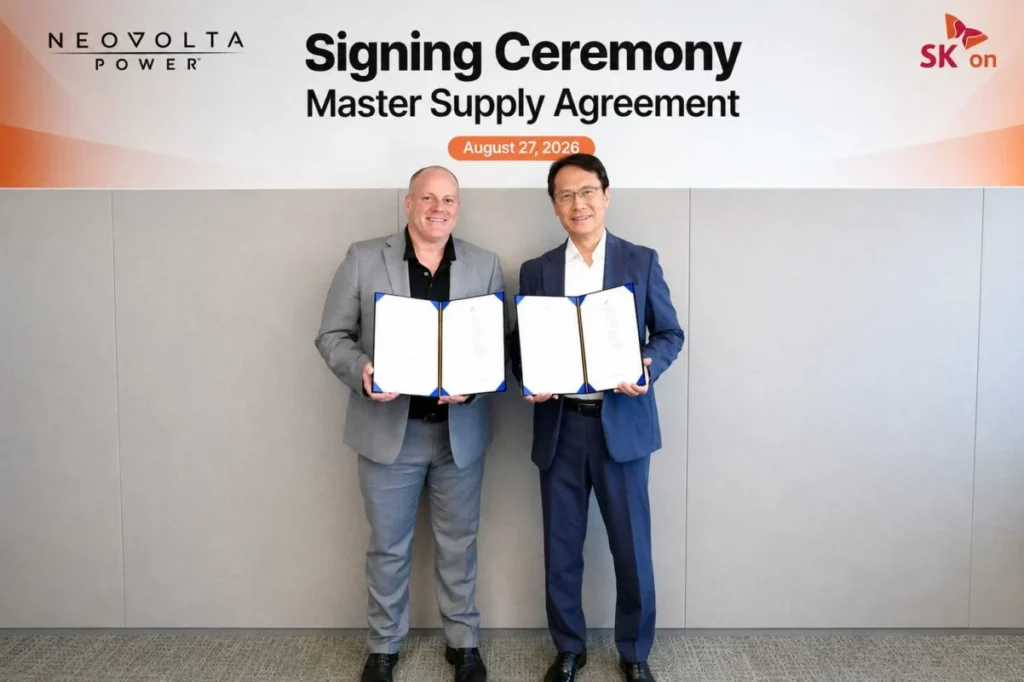 SK On signs 18GWh reciprocal LFP supply deal with NeoVolta Power for US-made battery storage