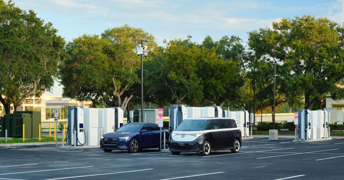 Electrify America’s biggest charging station yet opens in theme park territory